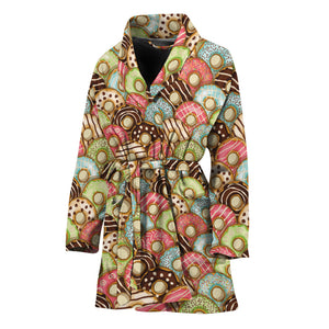 Donuts Pattern Print Women's Bathrobe