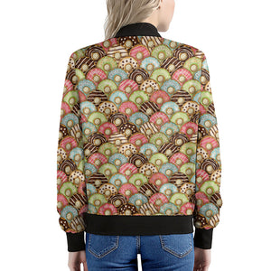 Donuts Pattern Print Women's Bomber Jacket