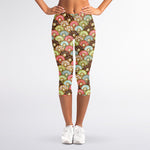 Donuts Pattern Print Women's Capri Leggings