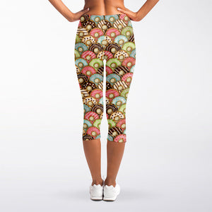 Donuts Pattern Print Women's Capri Leggings