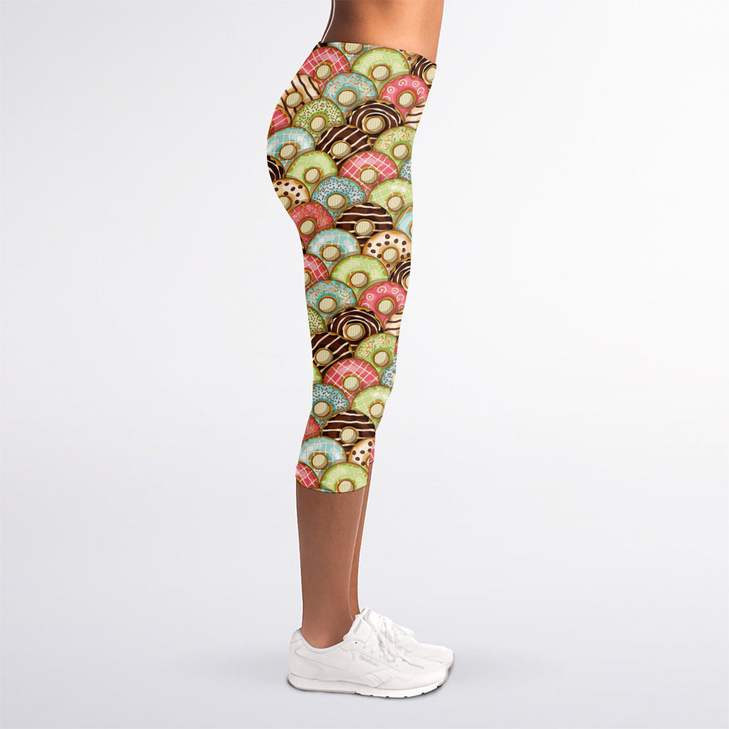 Donuts Pattern Print Women's Capri Leggings