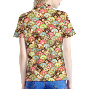 Donuts Pattern Print Women's Polo Shirt