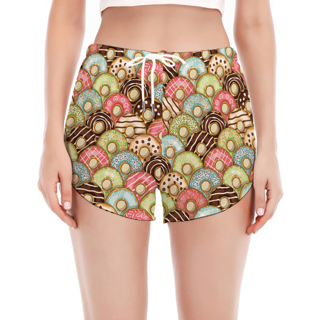 Donuts Pattern Print Women's Split Running Shorts