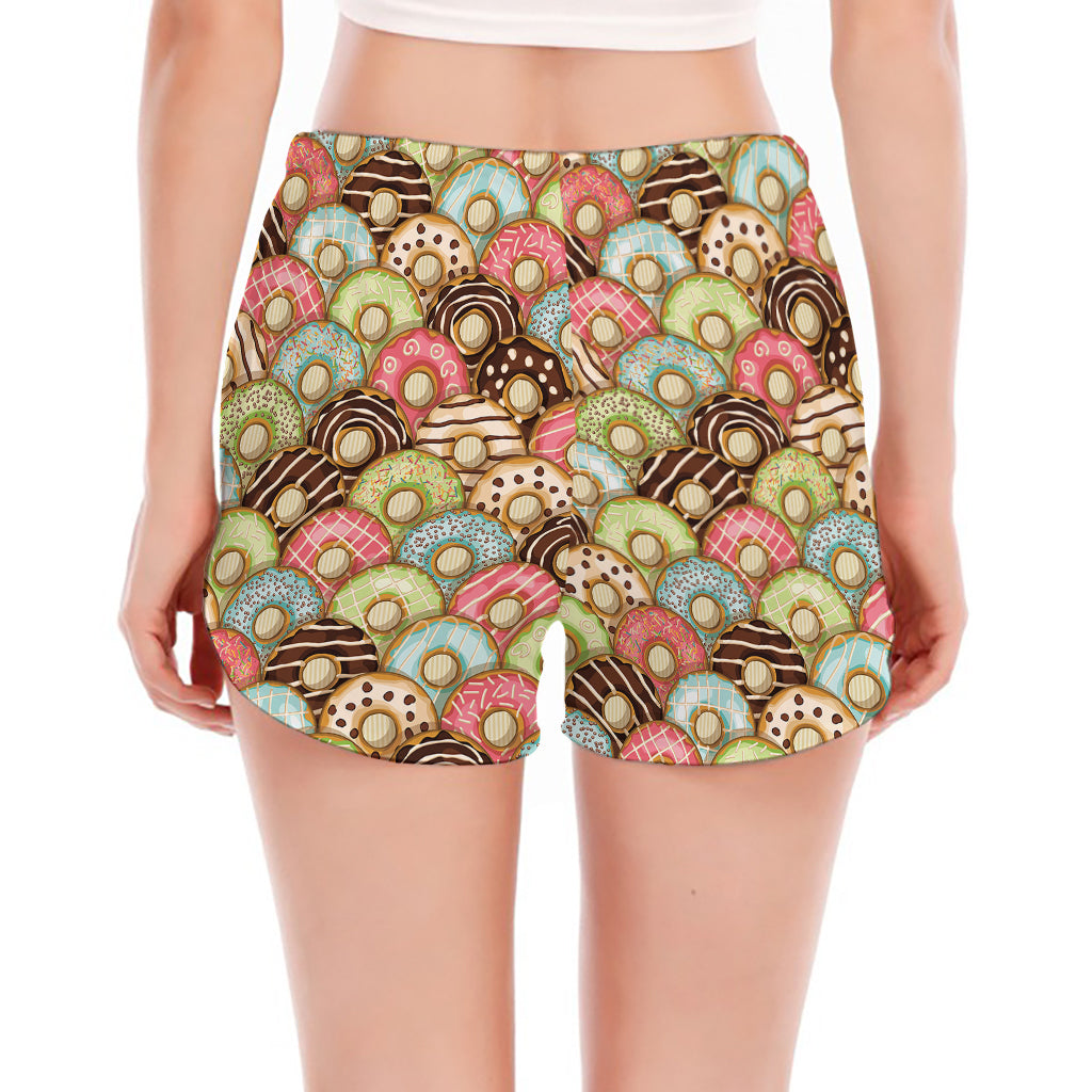 Donuts Pattern Print Women's Split Running Shorts