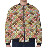 Donuts Pattern Print Zip Sleeve Bomber Jacket