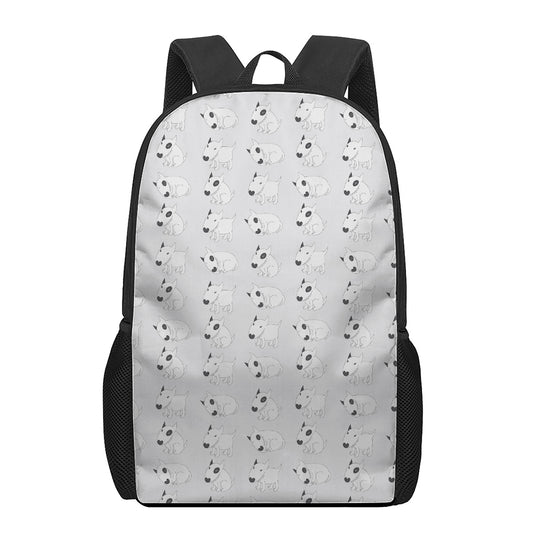Doodle Bull Terrier Pattern Print 17 Inch Backpack