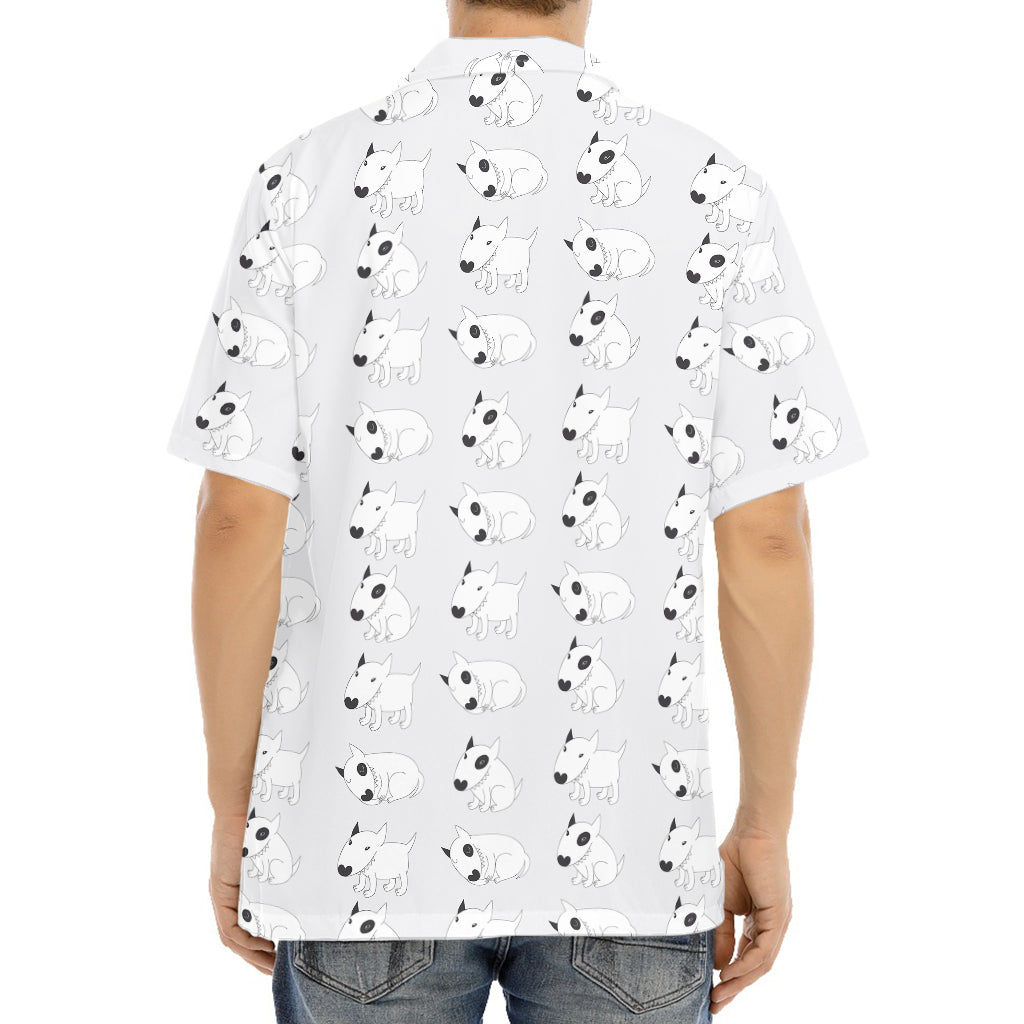 Doodle Bull Terrier Pattern Print Aloha Shirt