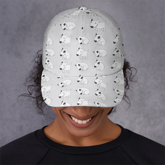 Doodle Bull Terrier Pattern Print Baseball Cap