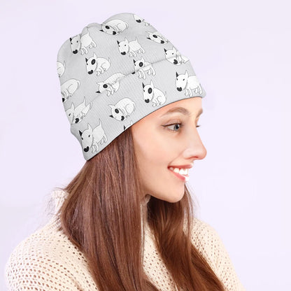 Doodle Bull Terrier Pattern Print Beanie