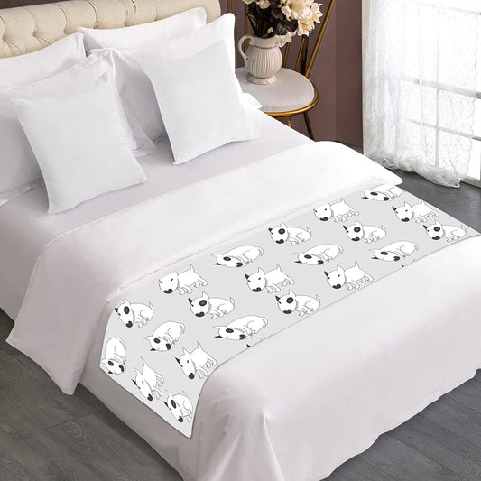 Doodle Bull Terrier Pattern Print Bed Runner