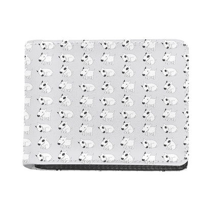 Doodle Bull Terrier Pattern Print Bifold Wallet