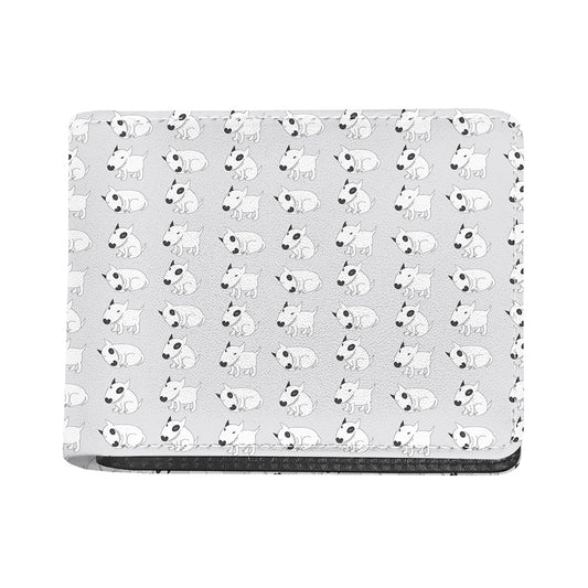 Doodle Bull Terrier Pattern Print Bifold Wallet