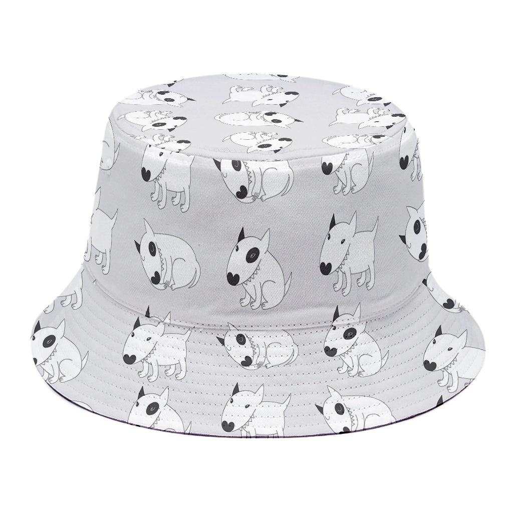 Doodle Bull Terrier Pattern Print Bucket Hat