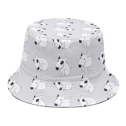 Doodle Bull Terrier Pattern Print Bucket Hat