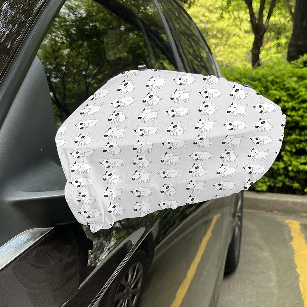 Doodle Bull Terrier Pattern Print Car Side Mirror Covers