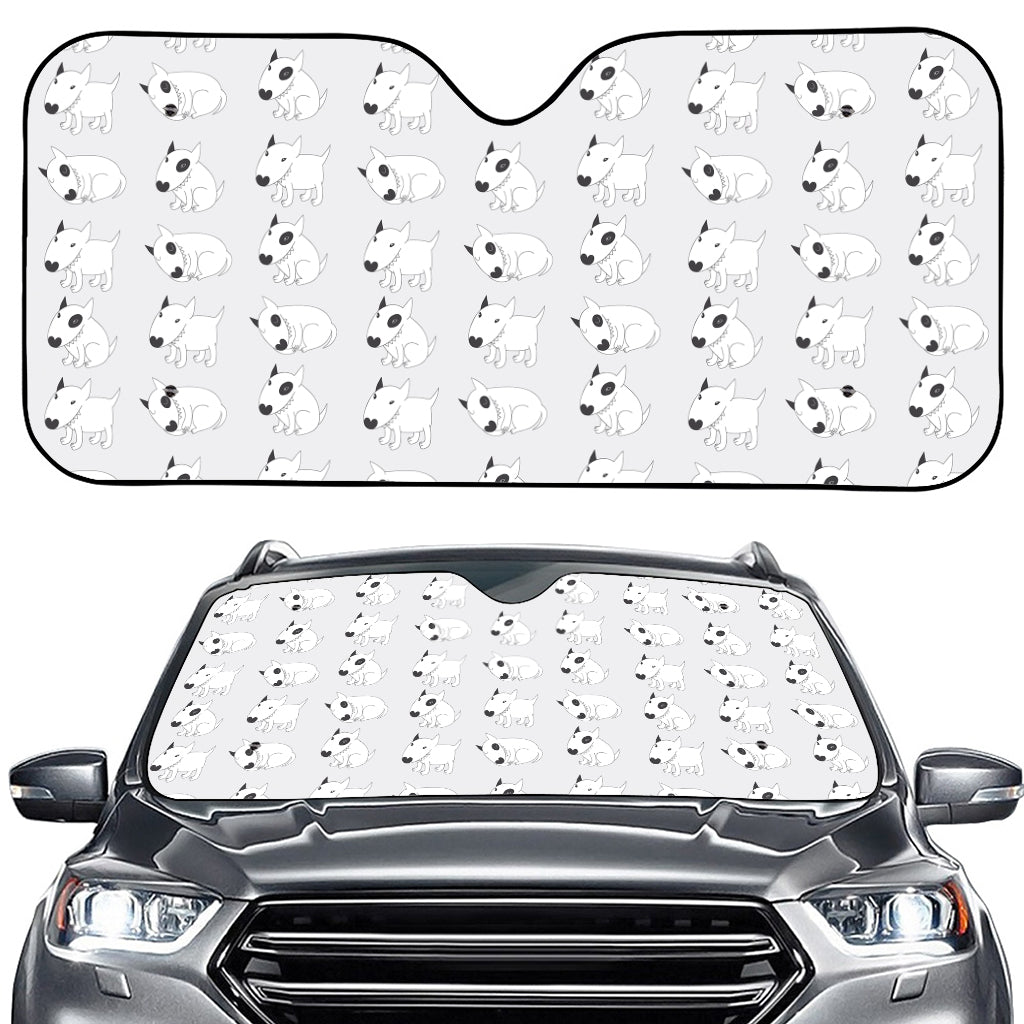 Doodle Bull Terrier Pattern Print Car Windshield Sun Shade