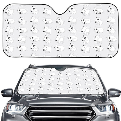 Doodle Bull Terrier Pattern Print Car Windshield Sun Shade