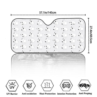 Doodle Bull Terrier Pattern Print Car Windshield Sun Shade