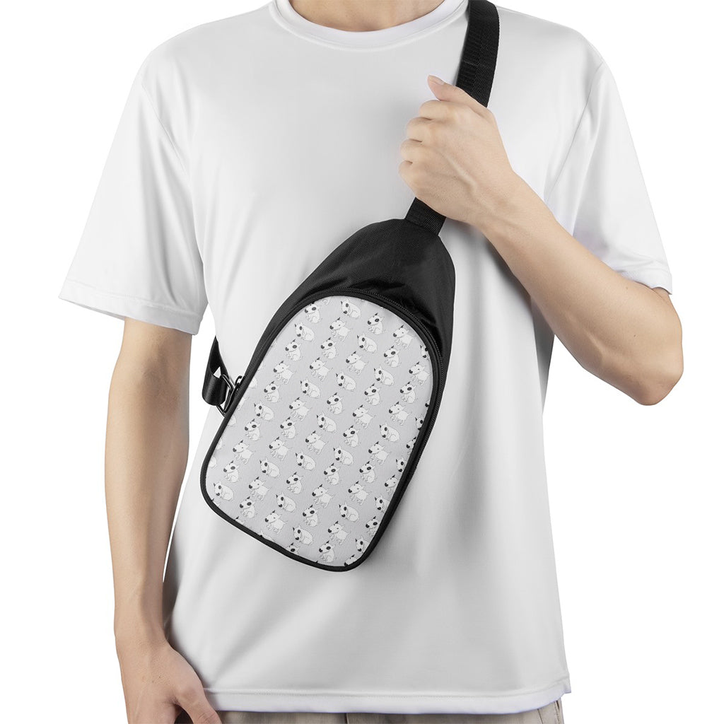 Doodle Bull Terrier Pattern Print Chest Bag