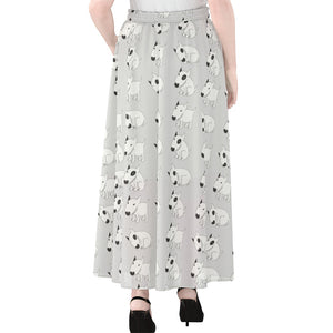 Doodle Bull Terrier Pattern Print Chiffon Maxi Skirt