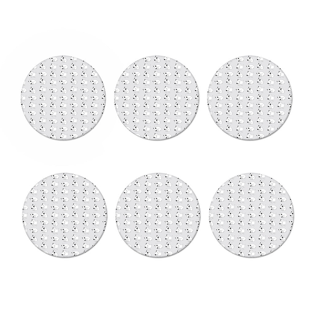 Doodle Bull Terrier Pattern Print Coaster Set