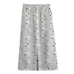 Doodle Bull Terrier Pattern Print Cotton Front Slit Maxi Skirt