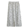 Doodle Bull Terrier Pattern Print Cotton Front Slit Maxi Skirt