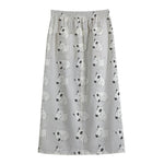 Doodle Bull Terrier Pattern Print Cotton Front Slit Maxi Skirt