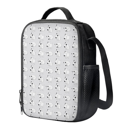 Doodle Bull Terrier Pattern Print Crossbody Lunch Bag