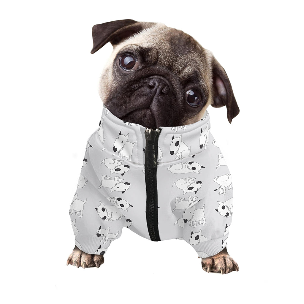 Doodle Bull Terrier Pattern Print Dog Zip Up Jacket
