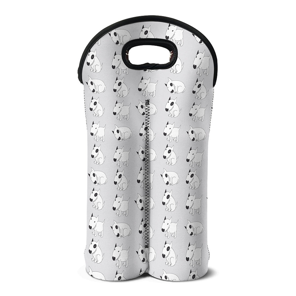 Doodle Bull Terrier Pattern Print Double Neoprene Wine Tote