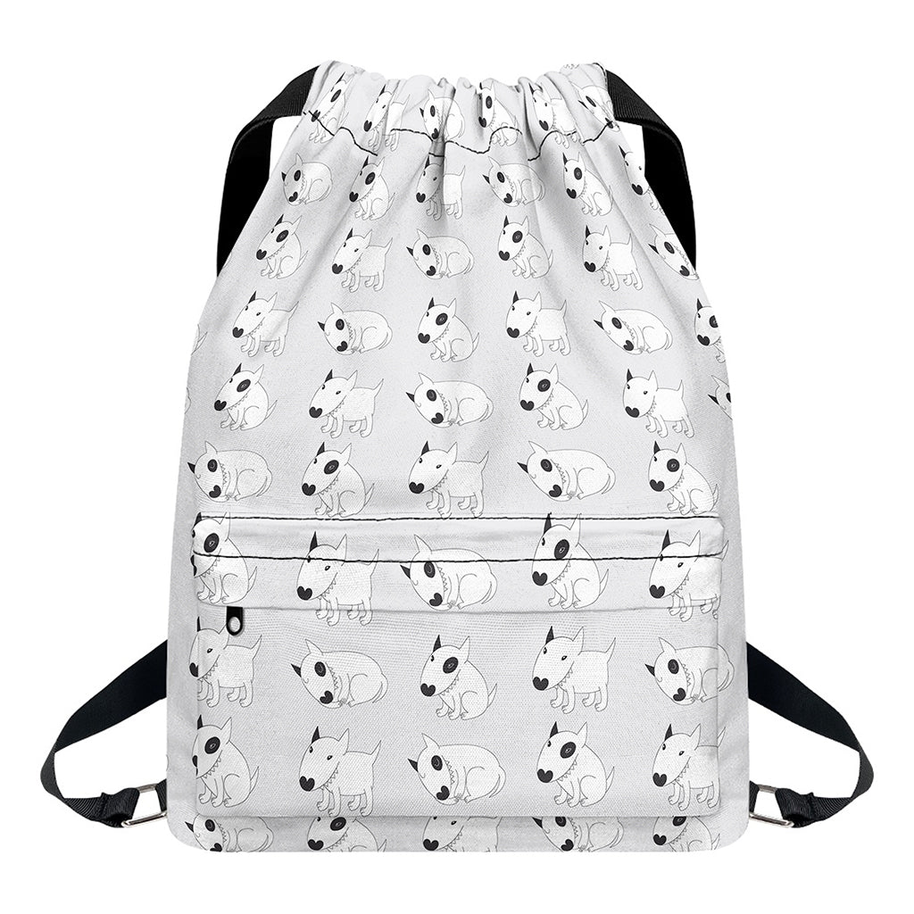 Doodle Bull Terrier Pattern Print Drawstring Backpack