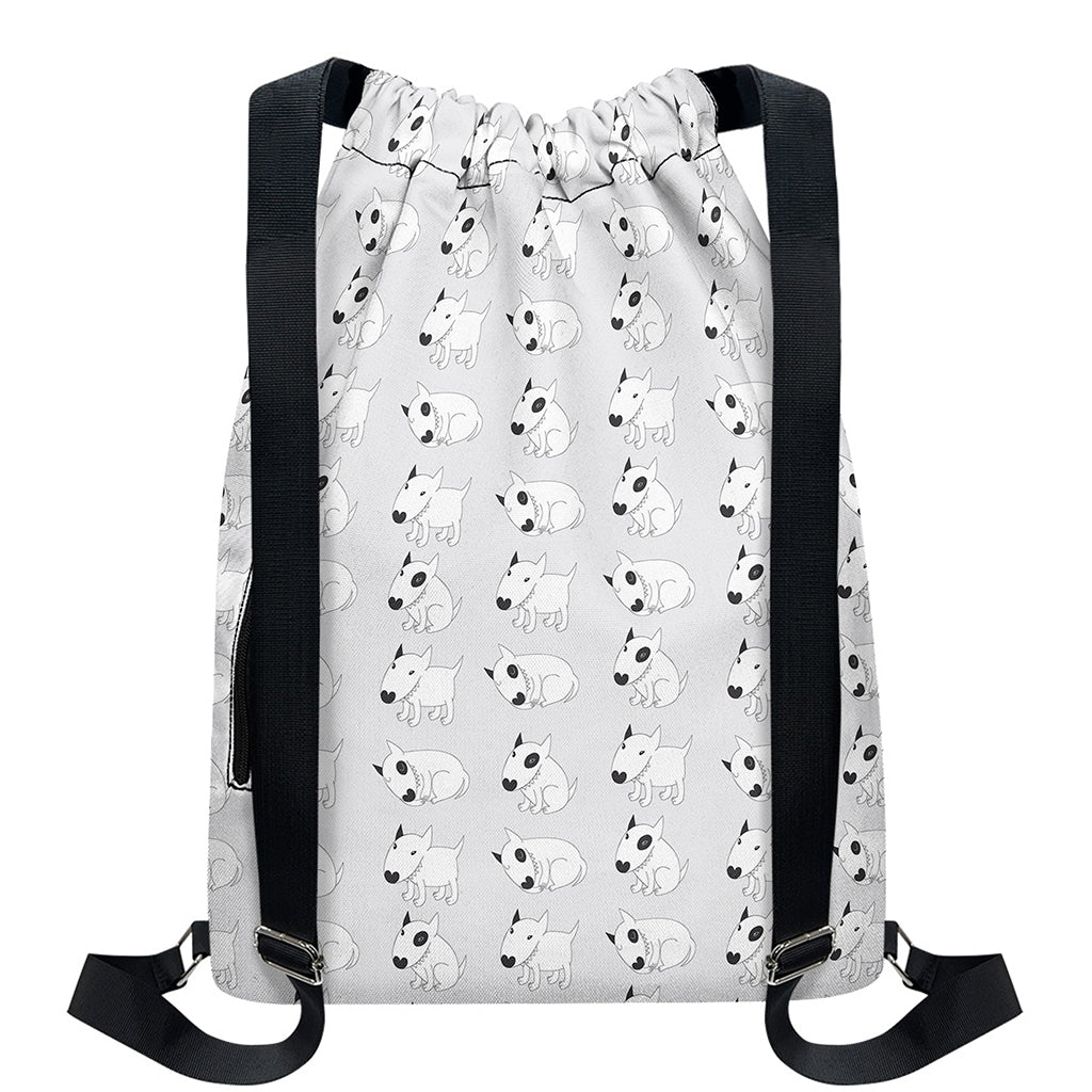Doodle Bull Terrier Pattern Print Drawstring Backpack