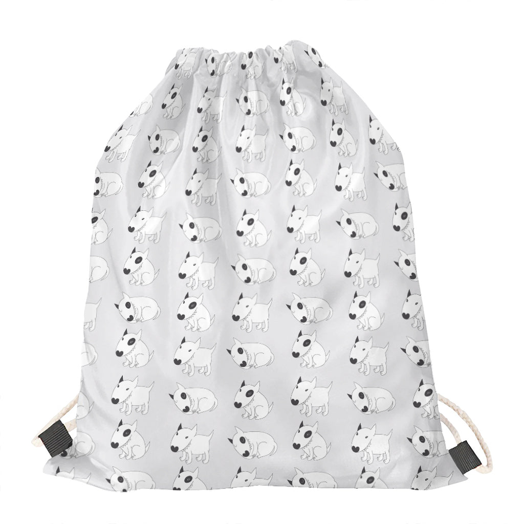 Doodle Bull Terrier Pattern Print Drawstring Bag