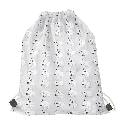 Doodle Bull Terrier Pattern Print Drawstring Bag