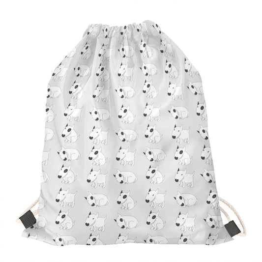 Doodle Bull Terrier Pattern Print Drawstring Bag