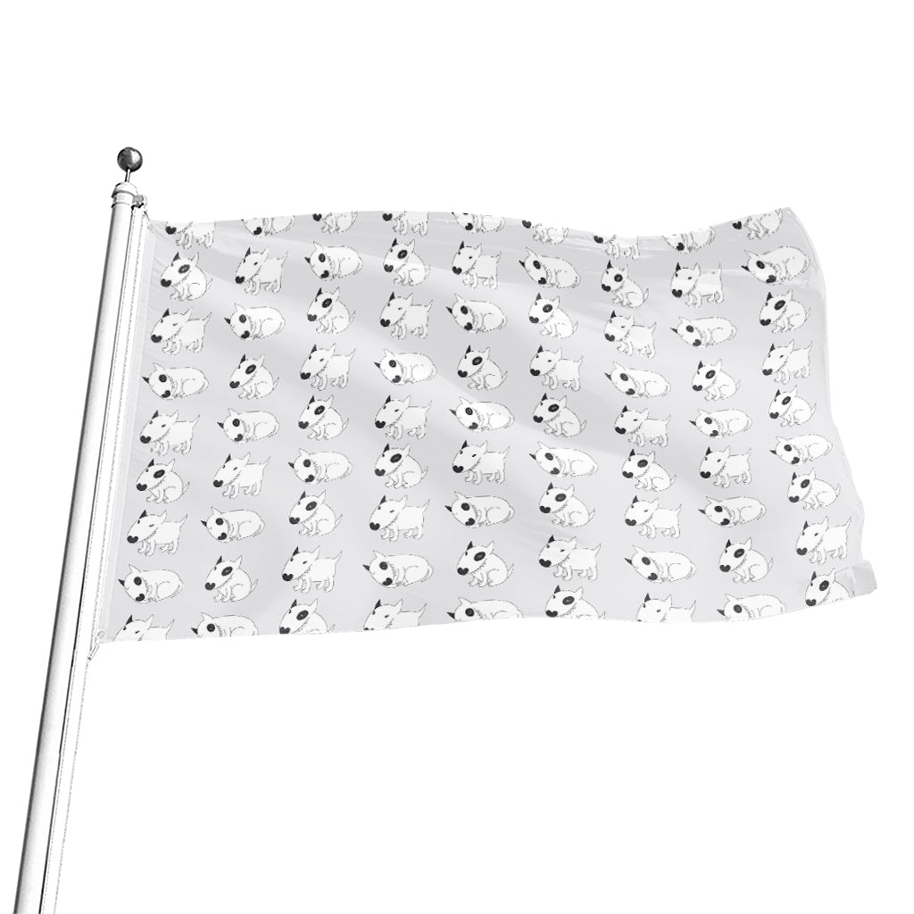 Doodle Bull Terrier Pattern Print Flag