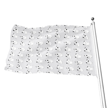 Doodle Bull Terrier Pattern Print Flag