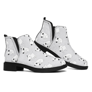 Doodle Bull Terrier Pattern Print Flat Ankle Boots