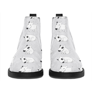 Doodle Bull Terrier Pattern Print Flat Ankle Boots