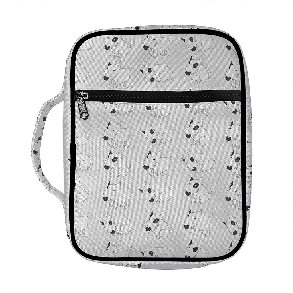 Doodle Bull Terrier Pattern Print Front Pocket Bible Bag