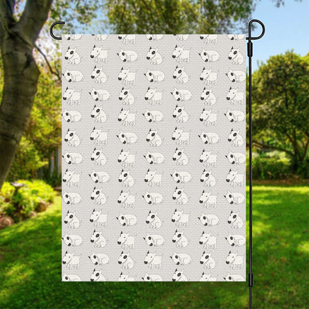 Doodle Bull Terrier Pattern Print Garden Flag