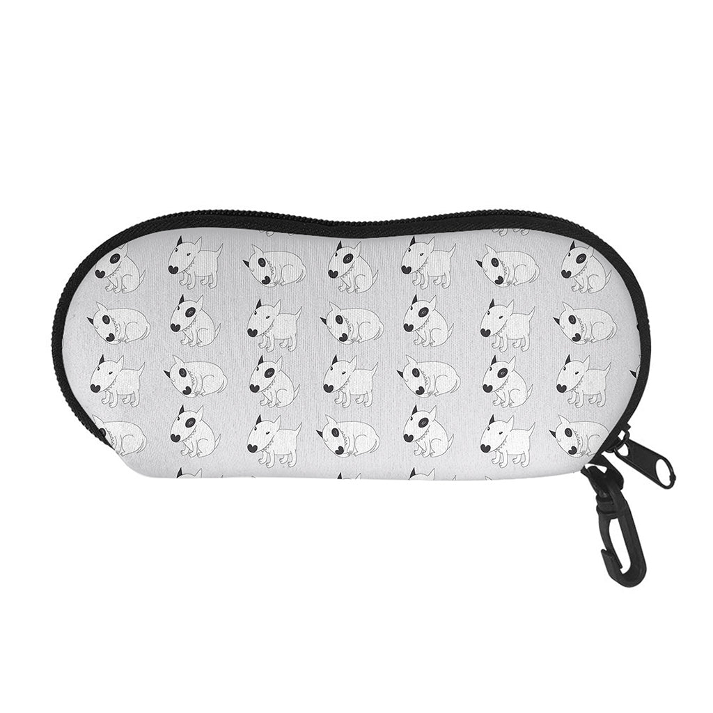 Doodle Bull Terrier Pattern Print Glasses Case