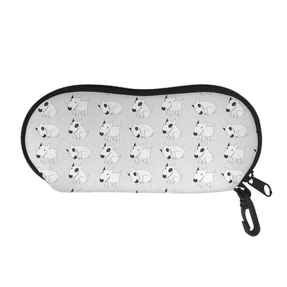 Doodle Bull Terrier Pattern Print Glasses Case
