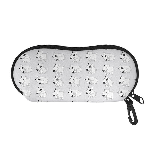 Doodle Bull Terrier Pattern Print Glasses Case