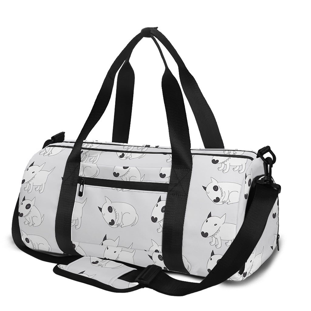Doodle Bull Terrier Pattern Print Gym Bag