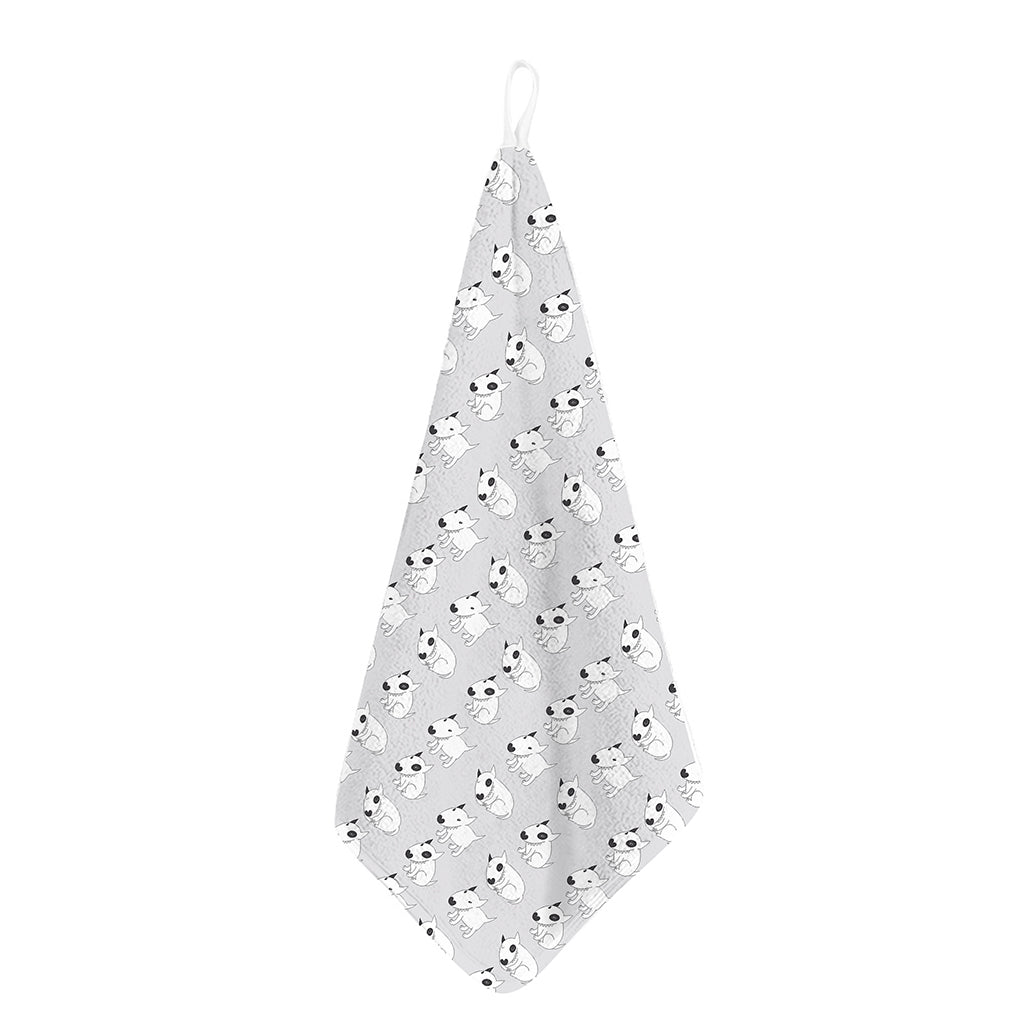 Doodle Bull Terrier Pattern Print Hand Towel