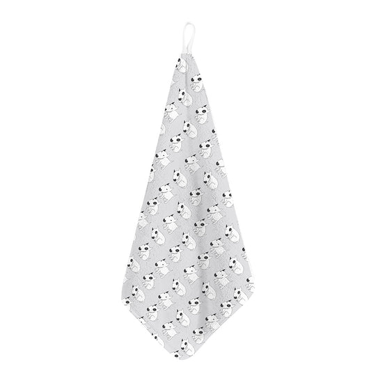 Doodle Bull Terrier Pattern Print Hand Towel