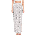 Doodle Bull Terrier Pattern Print High Slit Maxi Skirt