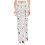 Doodle Bull Terrier Pattern Print High Slit Maxi Skirt